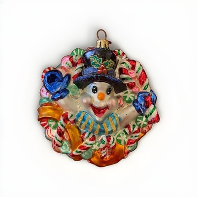 VTG CHRISTOPHER RADKO  ''CHILLIN' TREATS SNOWMAN WREATH CHRISTMAS ORNAMENT