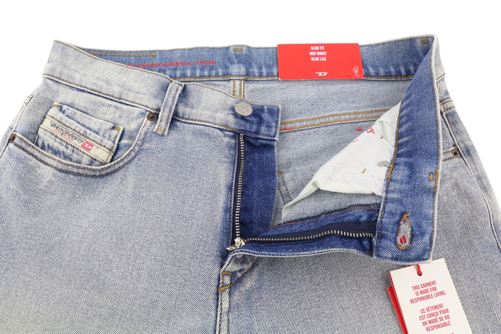 DIESEL 2019 D-Strukt 9C08L Men Jeans W33/L30 Blue Faded Slim Fit RRP350 image 5
