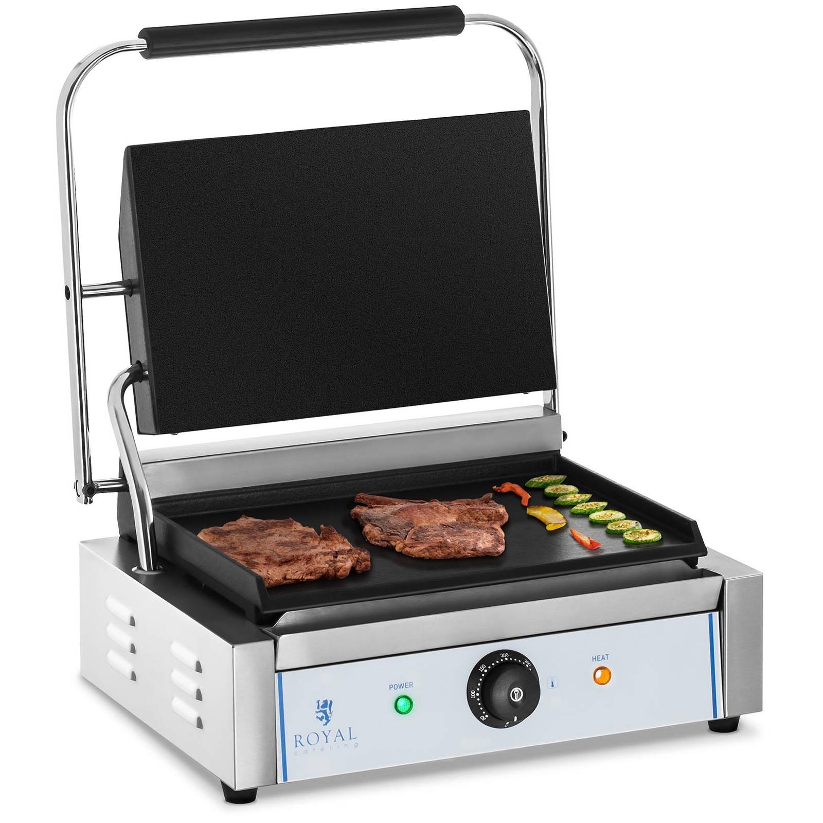 Kontaktgrill glatt 2.200 W Gastro Panini Toaster Elektro Grillplatte Edelstahl