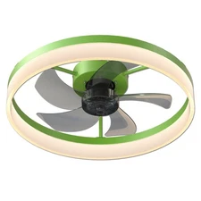 20" Green Ceiling Fan Light Kit LED Dimmable Modern Flush Mount Fixture w Remote