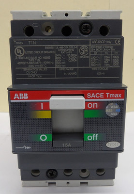 ABB SACE Tmax T1N Circuit Breaker 3 Pole Unit 500V 50/60 Hz 15A