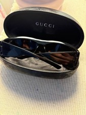 Gucci Oversized Shield Sunglasses Black GG Logo w/ Case Authentic Vintage Style