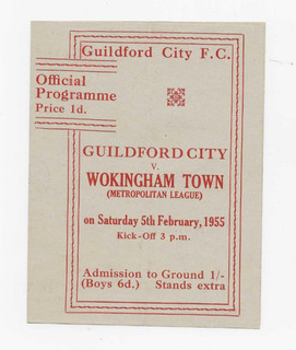1954/55 Metropolitan League GUILDFORD CITY Reserves v. WOKINGHAM TOWN