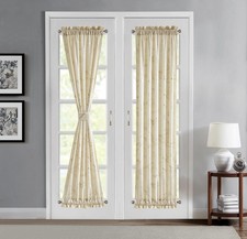 Beige French Door Curtains Set of 2. 30 x 72 Privacy Panels Made from Printed...