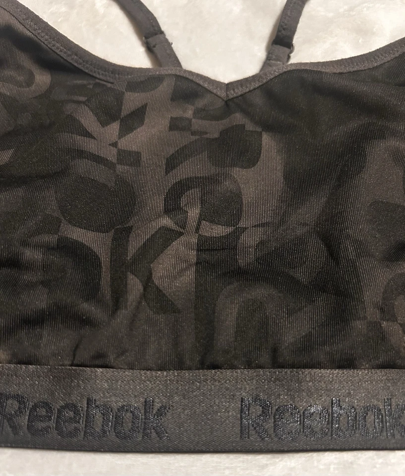 Sutiã esportivo Reebok dois tons cinza logotipo estampa racerback tamanho GG + PRESENTE GRÁTIS - Imagem 4 de 4