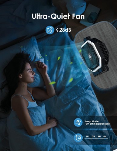 Portable Rechargeable Fan - 9-Inch Camping Fan for Tent, 10000mAh(30Hrs) Batt... - Picture 5 of 6