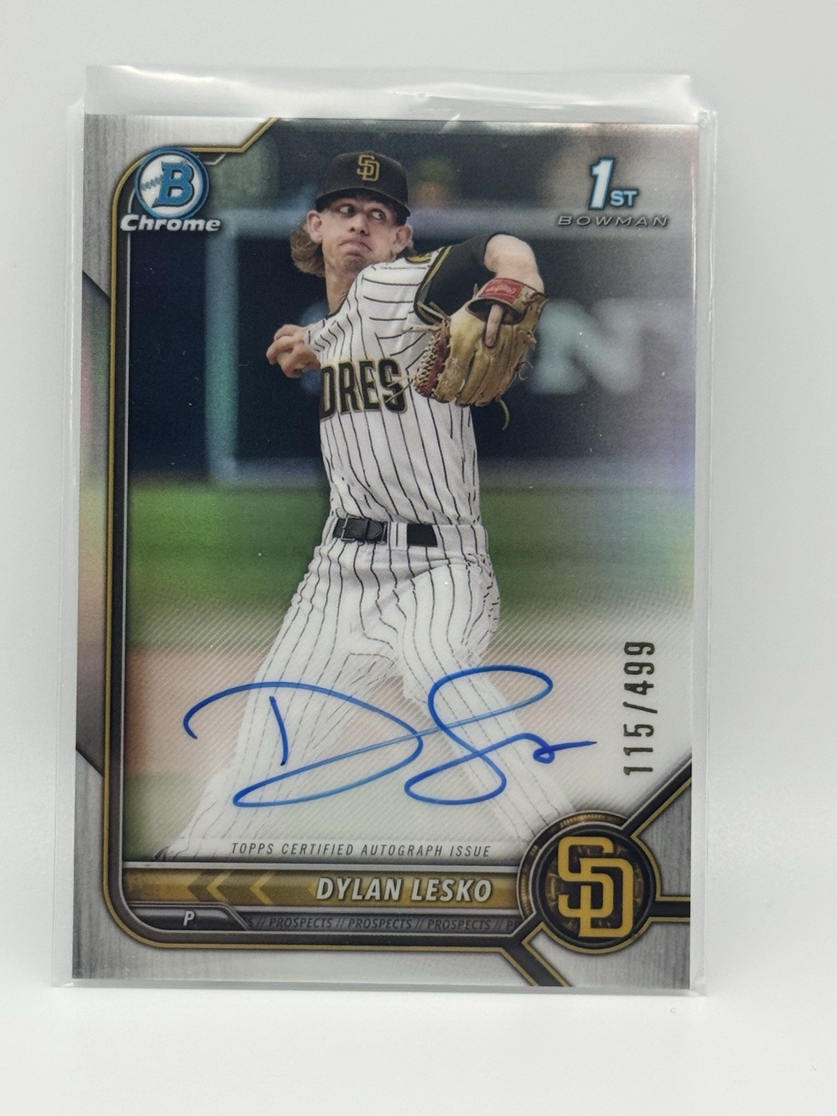 DYLAN LESKO 2022 BOWMAN CHROME DRAFT 1ST Rookie REFRACTOR AUTO /499