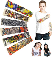 Temporary Tattoo Sleeves for Kids, Fake Slip on Arm Sunscreen Sleeves, 6Pcs - Ea