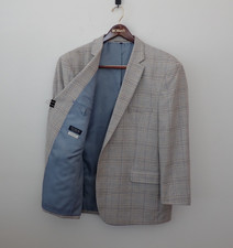 Jos A Bank Blazer Sport Coat Gray Plaid Comfort Stretch Lightweight Cool 46R
