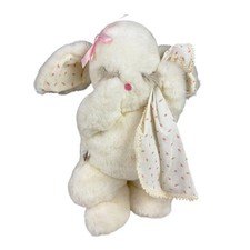 Vtg Ms Noah Bunny Plush Jean S 13โ Stuffed Animal Sleepy Eyes Lashes USA Made