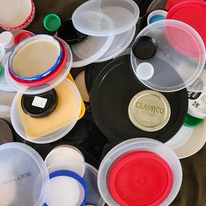 Lot of 200+ Plastic and Metal Caps and Lids Assorted for Crafts