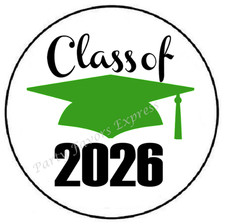 CLASS OF 2026 GREEN GRADUATION ENVELOPE SEALS LABELS STICKERS