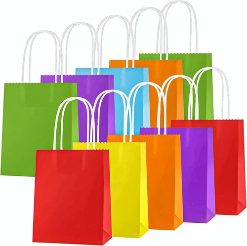 Bunte Partytüten aus Kraftpapier 10 Stück Geschenktüten Kindergeburtstag