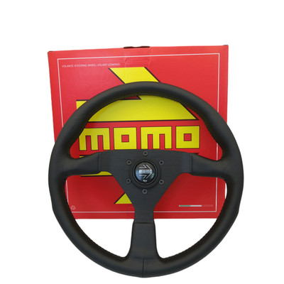 MOMO Steering Wheel MonteCarlo Black Leather 350mm/14inch with Black Stitching