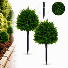 2Pcs 23.6" Artificial Topiary Bushes For Outdoors With Spike Topiary Ball Trees