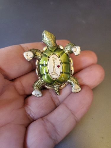 JAY STRONGWATER JANUARY BIRTHSTONE ENAMEL TURTLE TRINKET BOX - Picture 3 of 5