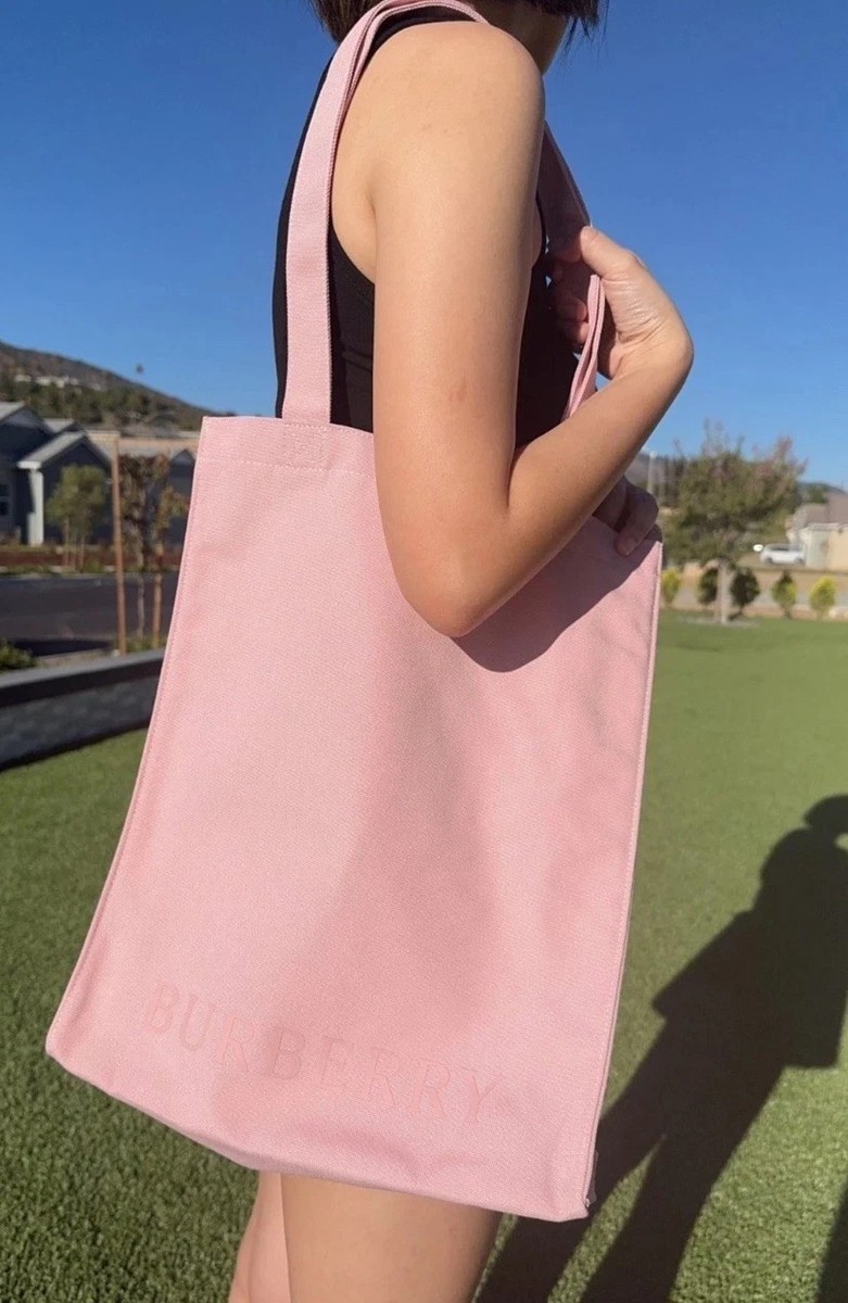 New BURBERRY Pink Canvas Fabric Tote BAG Double Handle GWP