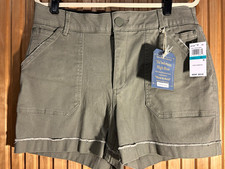 Democracy Ab"solution High Rise Jean Shorts Olive Stretch 16