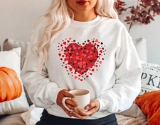 Red Hearts Sweatshirt Valentines Day Cozy Classic