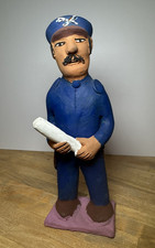 Josefina Aguilar Oaxaca Mexican Folk Art Clay Figurine Policeman w/Baton-RARE