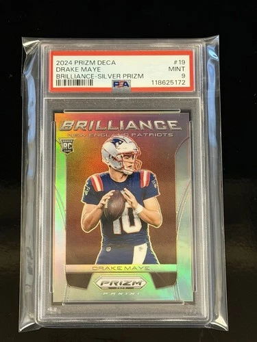 2024 Panini Prism Deca #19 Drake Maye Brilliance Silver Prism PSA 9 RC 🔥