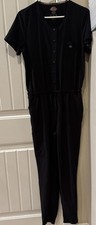 Dickies Retro Women's Jumpsuit, Short Sleeve, Black, Button Front Sz S Small
