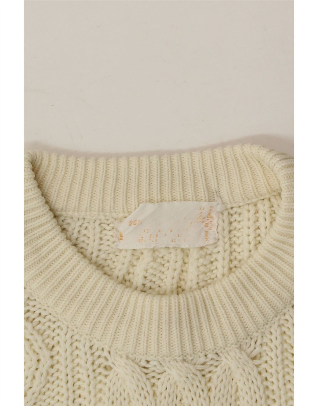 VINTAGE Womens Crew Neck Jumper Sweater UK 14 Large Off White AH02 thumbnail 3