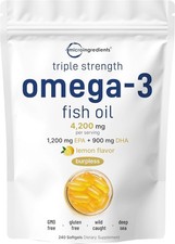 Micro Ingredients Triple Strength Omega 3 Fish Oil Supplements 4200mg Per Servin