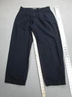 COS Pants Womens 8 Navy Blue Linen Cotton Blend Cropped Tapered Pleated Ankle