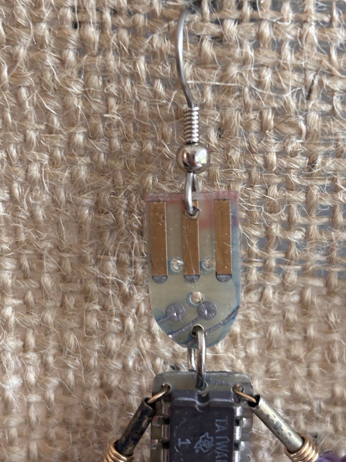 Handmade Computer Chip Robot Earrings Samsung IC … - image 9