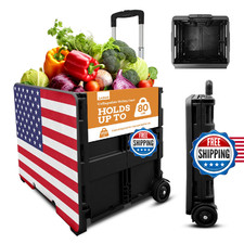 Inspired Living Collapsible Ultra-Slim Pack-N-Roll,2 Wheel Utility Cart w/Lid Us