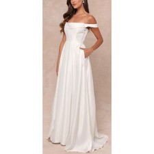 NWT Lulus Extraordinary Vow White Off-the-Shoulder Maxi Dress XL