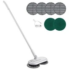 Cordless Electric Mop with Dual Spinning Mop Heads, 4-Microfiber Pads & 2-Floor