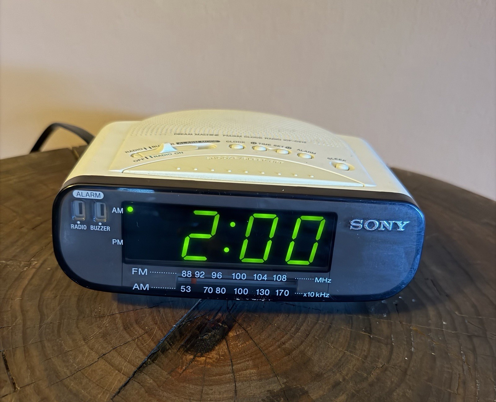 Sony Dream Machine ICF-C212 Alarm Clock Radio AM/FM Green Display Retro Y2K