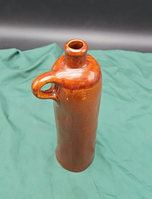 Antique Earthware Stone Salt Glazed Gin Wine Beer Bottle Pre-1900, Handle