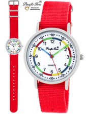 Armbanduhr Kinder Lernuhr Mädchen Kinderuhr Wechselarmband rot Quarz analog Neu