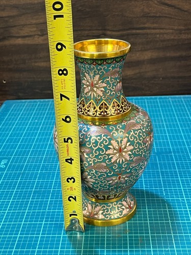 Florero chino esmaltado Cloisonne vintage - Imagen 8 de 8