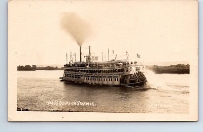 RPPC Real Photo Postcard Excursion Boat JS Posted De Soto Wisconsin