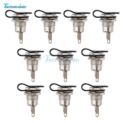 10Pcs DC Power Socket Connector Adapter Power Jack w/ Waterproof Cover Cap