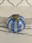 Murano Zanfirico Art Glass Paperweight Latticino Ribbons millefiori