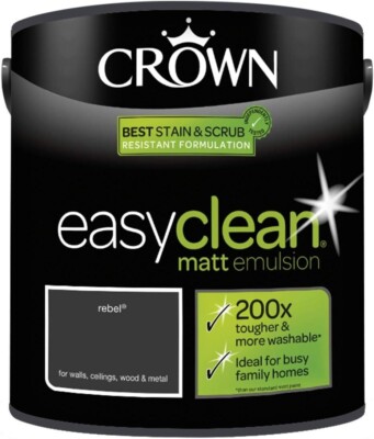 Crown Easyclean Farbe - Rebel Black 2,5L - abwaschbare mehrflächige Metallwände