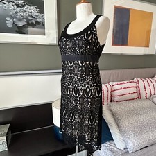 Yoana Baraschi Lace Overlay Party Dress in Black Cream Cocktails Sz 4