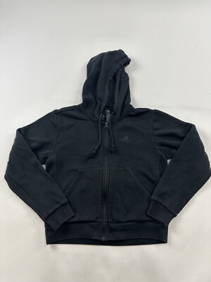 Adidas Hoodie Sweatshirt Womens Small Black Full Zip Hooded