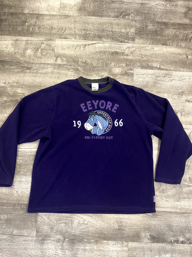 Disney Store Eeyore Fleece Sweatshirt Mens M Purple Embroidered Winnie the Pooh