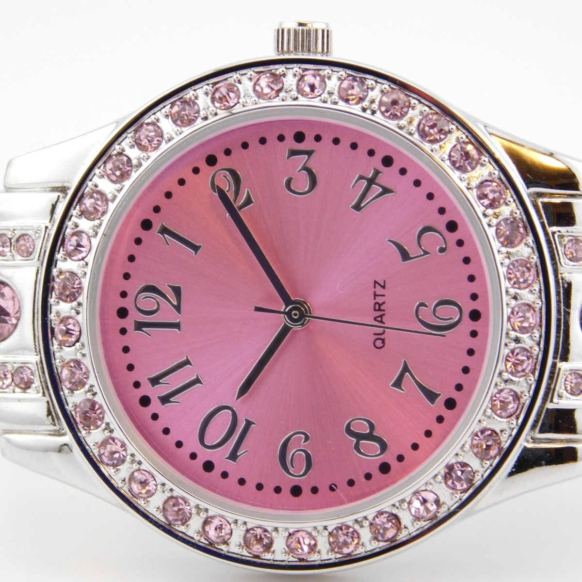 Womens Christian Joy Silver Tone Geometric Watch Crystals Leather New Battery Peugeot Women main image 4
