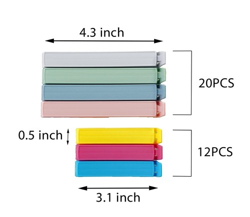 32 PCS Plastic Chip Clips for Food Packages Curved Design Sealing Bag Clips f... - Imagen 2 de 6