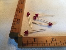 5 Vintage New Grain-of-Wheat RED LED Bulbs Bare Wire