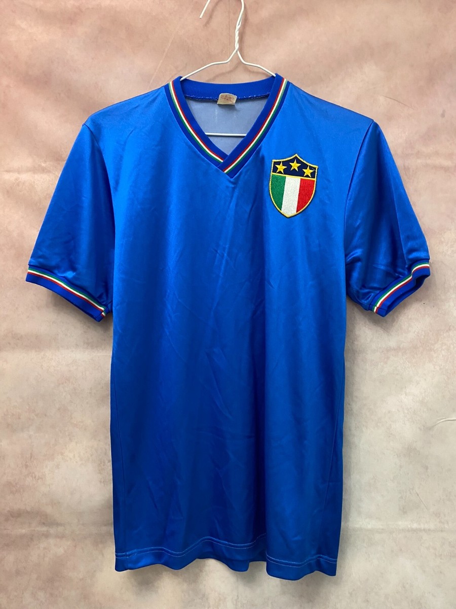 Italy Retro Football T-Shirt 1980s Blue Size S | eBay