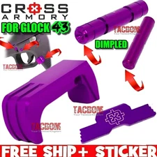 Cross Armory PURPLE for GL0CK 43 DIMPLE Pins Extended Magazine Catch Slide Lock