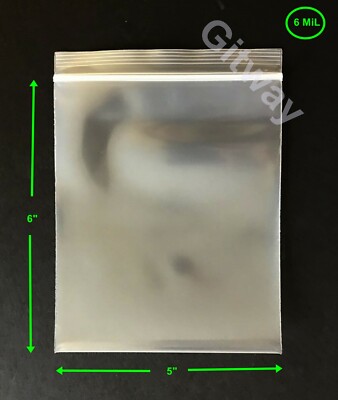 5'' x 6'' Heavy Duty 6 MIL Resealable Zip Top Lock Bag 6 ML Clear Plastic Bags